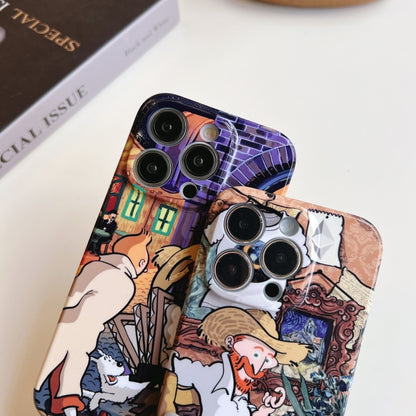 For iPhone 14 Precise Hole Oil Painting Pattern PC Phone Case(Edifice) - iPhone 14 Cases by PMC Jewellery | Online Shopping South Africa | PMC Jewellery