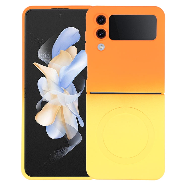 For Samsung Galaxy Z Flip4 Liquid TPU Silicone Gradient MagSafe Phone Case(Orange Yellow) - free shipping - PMC TechLife - Order now!