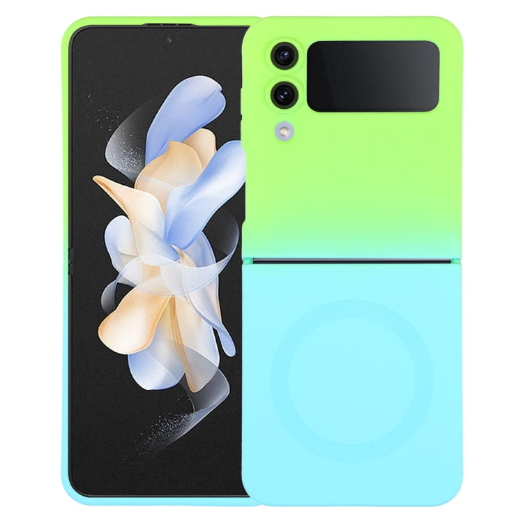 For Samsung Galaxy Z Flip4 Liquid TPU Silicone Gradient MagSafe Phone Case(Cyan Blue) - Galaxy Z Flip4 5G Cases by PMC TechLife | Online Shopping South Africa | PMC TechLife