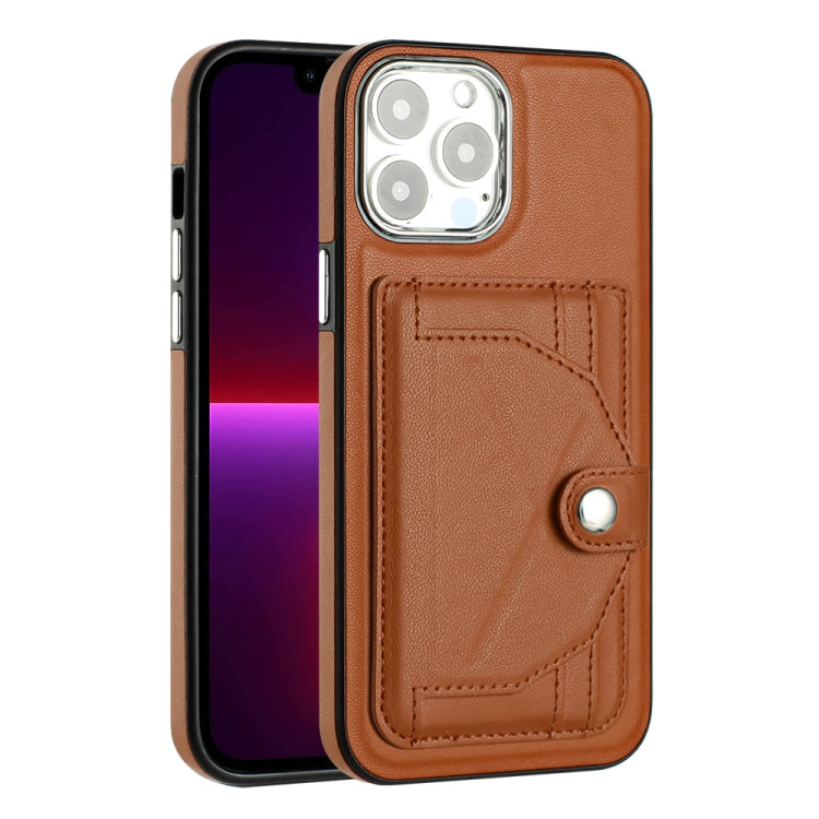 For iPhone 14 Pro Max Shockproof Leather Phone Case with Card Holder(Brown) - iPhone 14 Pro Max Cases by PMC Jewellery | Online Shopping South Africa | PMC Jewellery