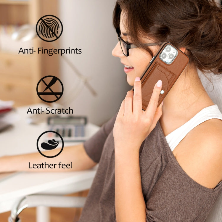 For iPhone 14 Pro Max Shockproof Leather Phone Case with Card Holder(Brown) - iPhone 14 Pro Max Cases by PMC Jewellery | Online Shopping South Africa | PMC Jewellery