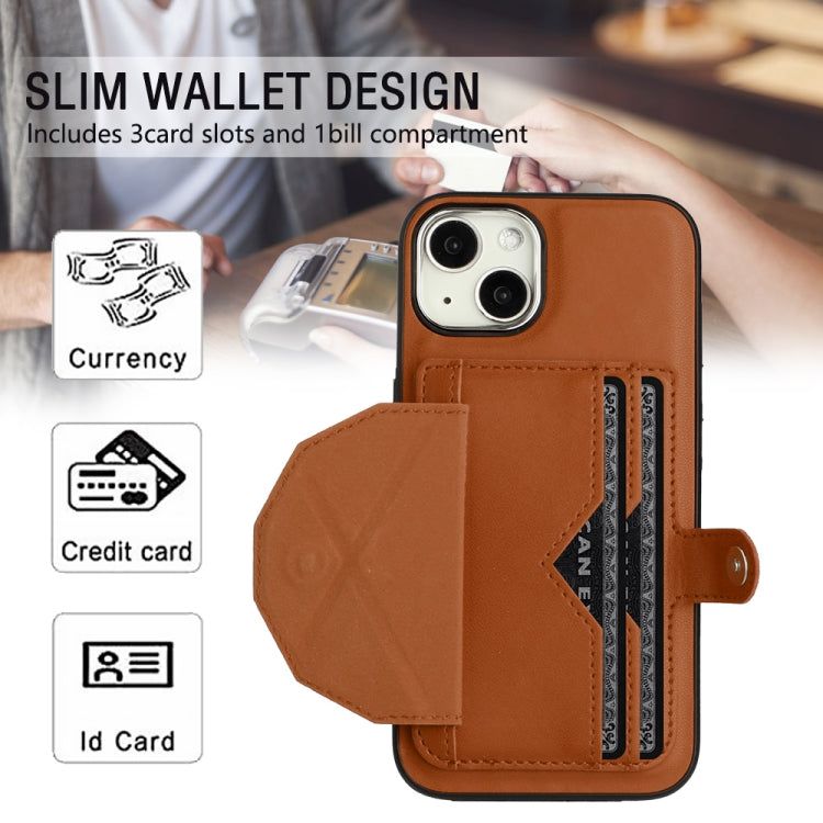 For iPhone 13 Shockproof Leather Phone Case with Card Holder(Brown) - iPhone 13 Cases by PMC Jewellery | Online Shopping South Africa | PMC Jewellery