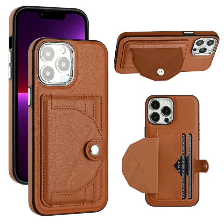 For iPhone 13 Pro Max Shockproof Leather Phone Case with Card Holder(Brown) - free shipping - PMC TechLife - Order now!