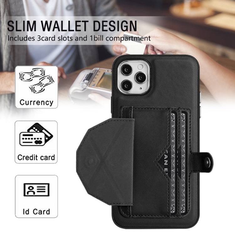 For iPhone 11 Pro Max Shockproof Leather Phone Case with Card Holder(Black) - iPhone 11 Pro Max Cases by PMC Jewellery | Online Shopping South Africa | PMC Jewellery