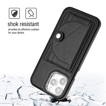 For iPhone 15 Pro Max Shockproof Leather Phone Case with Card Holder(Black) - iPhone 15 Pro Max Cases by PMC Jewellery | Online Shopping South Africa | PMC Jewellery