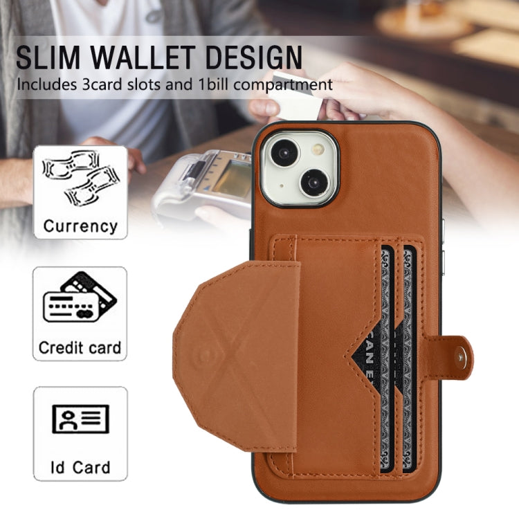 For iPhone 15 Plus Shockproof Leather Phone Case with Card Holder(Brown) - iPhone 15 Plus Cases by PMC Jewellery | Online Shopping South Africa | PMC Jewellery