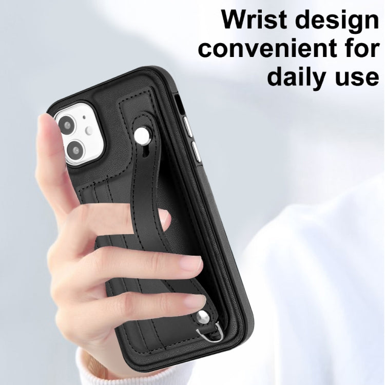 For iPhone 11 Shockproof Leather Phone Case with Wrist Strap(Black) - free shipping - PMC TechLife - Order now!