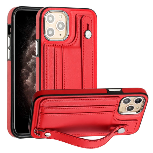 For iPhone 11 Pro Shockproof Leather Phone Case with Wrist Strap(Red) - iPhone 11 Pro Cases by PMC Jewellery | Online Shopping South Africa | PMC Jewellery