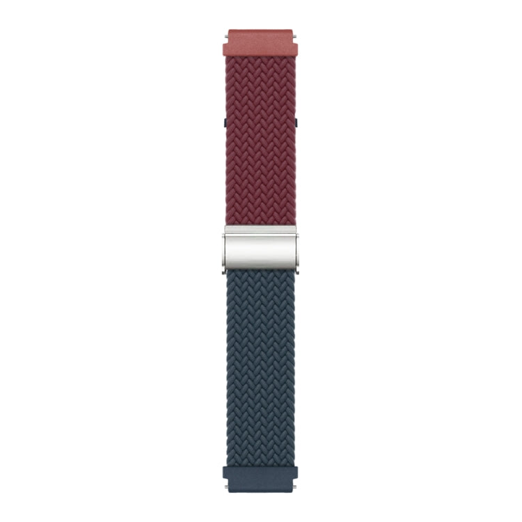 20mm Buckle Braided Nylon Watch Band(Wine Red Blue) - 20mm Bands by PMC Jewellery | Online Shopping South Africa | PMC Jewellery