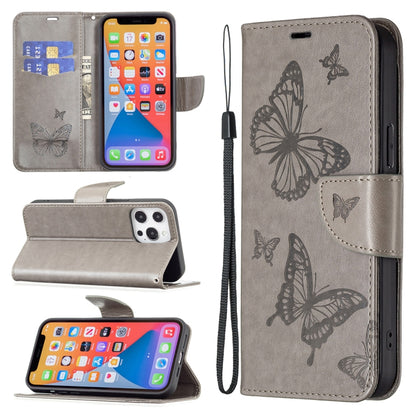 For Xiaomi Poco F5 5G / Redmi Note 12 Turbo Two Butterflies Embossing Leather Phone Case(Grey) - Xiaomi Cases by PMC Jewellery | Online Shopping South Africa | PMC Jewellery