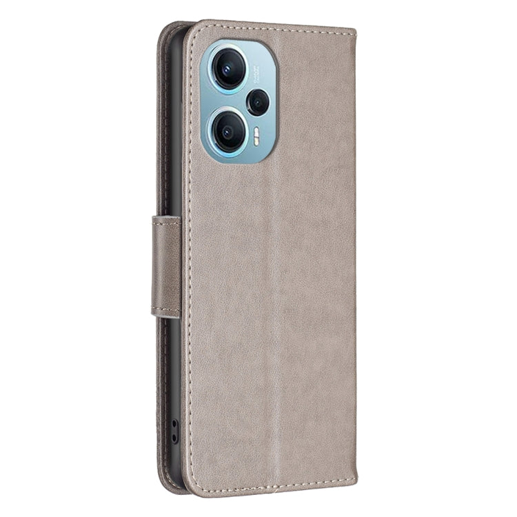 For Xiaomi Poco F5 5G / Redmi Note 12 Turbo Two Butterflies Embossing Leather Phone Case(Grey) - free shipping - PMC TechLife - Order now!