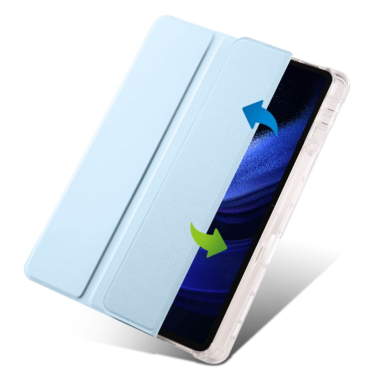 For Xiaomi Pad 6 / 6 Pro 3-fold Clear TPU Smart Leather Tablet Case with Pen Slot(Ice Blue) - More Tablet Cases by PMC Jewellery | Online Shopping South Africa | PMC Jewellery