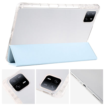 For Xiaomi Pad 6 / 6 Pro 3-fold Clear TPU Smart Leather Tablet Case with Pen Slot(Ice Blue) - More Tablet Cases by PMC Jewellery | Online Shopping South Africa | PMC Jewellery