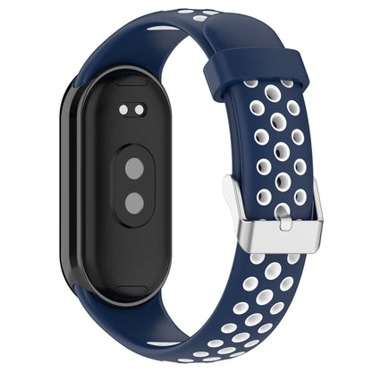 For Xiaomi Mi Band 8 Two-color Steel Plug Silicone Watch Band(Blue White) - Watch Bands by PMC Jewellery | Online Shopping South Africa | PMC Jewellery