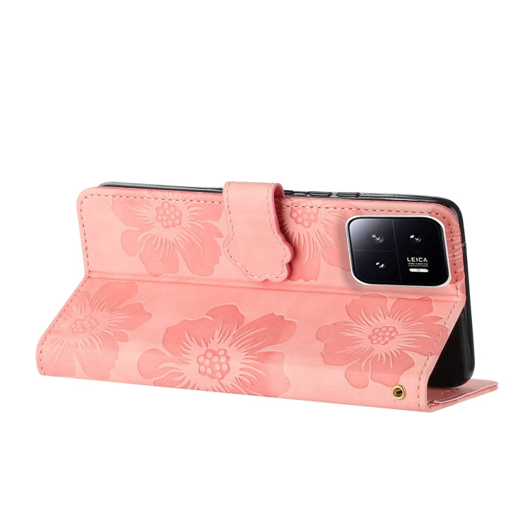 For Xiaomi 13 Pro Flower Embossing Pattern Leather Phone Case(Pink) - 13 Pro Cases by PMC Jewellery | Online Shopping South Africa | PMC Jewellery