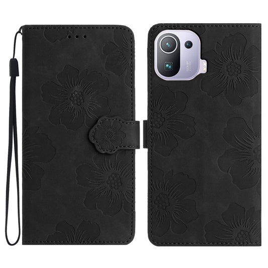 For Xiaomi Mi 11 Pro Flower Embossing Pattern Leather Phone Case(Black) - Xiaomi Cases by PMC Jewellery | Online Shopping South Africa | PMC Jewellery