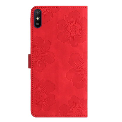 For Xiaomi Redmi 9A Flower Embossing Pattern Leather Phone Case(Red) - Xiaomi Cases by PMC Jewellery | Online Shopping South Africa | PMC Jewellery