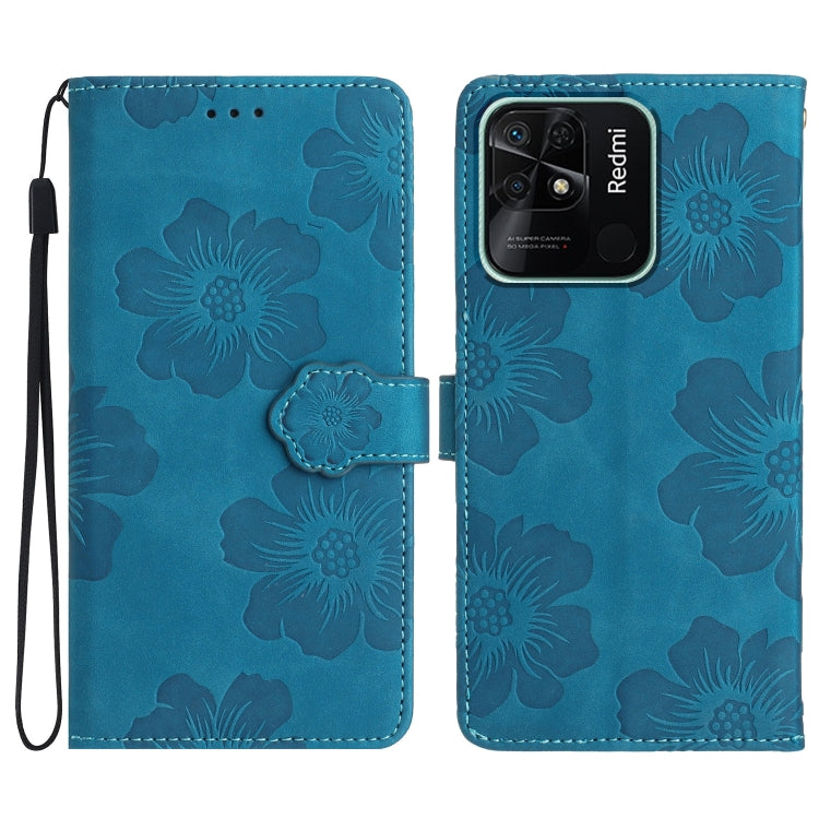 For Xiaomi Redmi 10C Flower Embossing Pattern Leather Phone Case(Blue) - free shipping - PMC TechLife - Order now!