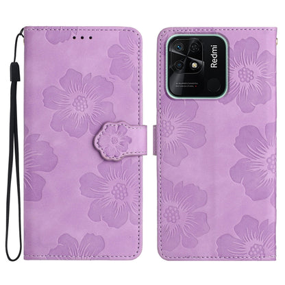 For Xiaomi Redmi 10C Flower Embossing Pattern Leather Phone Case(Purple) - Xiaomi Cases by PMC Jewellery | Online Shopping South Africa | PMC Jewellery