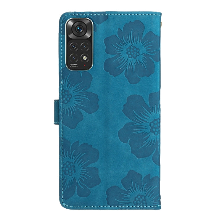 For Xiaomi Redmi Note 11 4G Global / Note 11S Flower Embossing Pattern Leather Phone Case(Blue) - Xiaomi Cases by PMC Jewellery | Online Shopping South Africa | PMC Jewellery