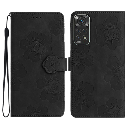 For Xiaomi Redmi Note 11 4G Global / Note 11S Flower Embossing Pattern Leather Phone Case(Black) - Xiaomi Cases by PMC Jewellery | Online Shopping South Africa | PMC Jewellery