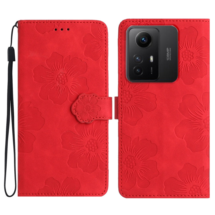 For Xiaomi Redmi Note 12S Flower Embossing Pattern Leather Phone Case(Red) - free shipping - PMC TechLife - Order now!