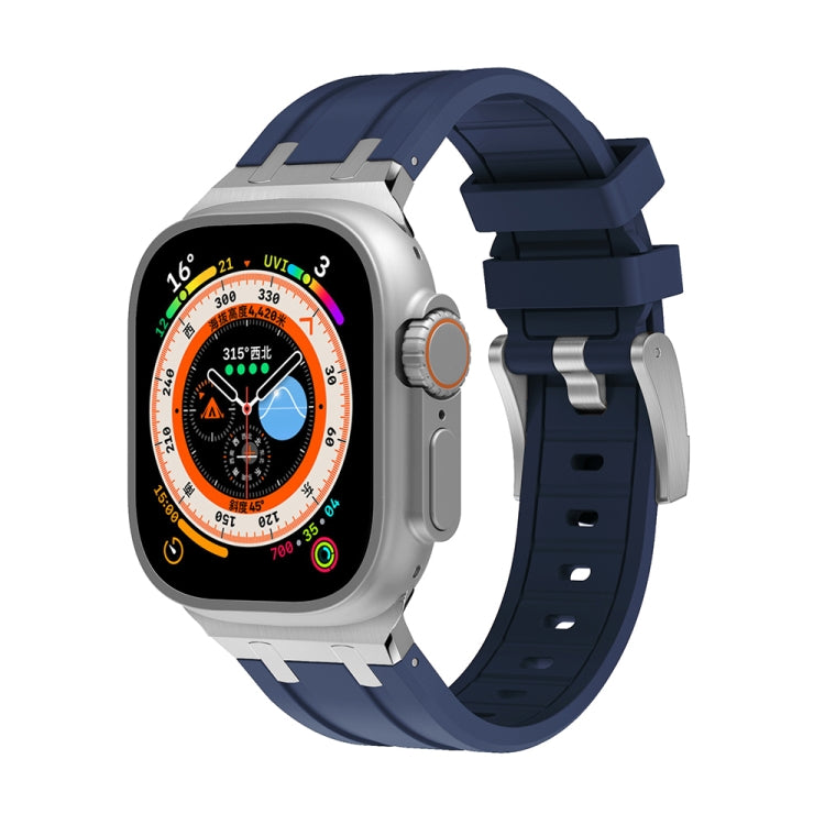 AP Silicone Watch Band For Apple Watch 8 41mm(Silver Blue) - Watch Bands by PMC TechLife | Online Shopping South Africa | PMC TechLife