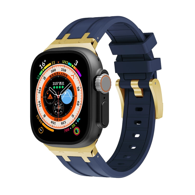 AP Silicone Watch Band For Apple Watch 8 45mm(Gold Blue) - Watch Bands by PMC TechLife | Online Shopping South Africa | PMC TechLife