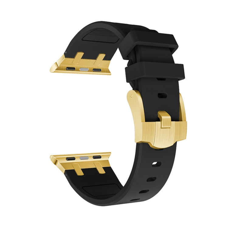 AP Silicone Watch Band For Apple Watch 7 41mm(Gold Black) - Watch Bands by PMC TechLife | Online Shopping South Africa | PMC TechLife
