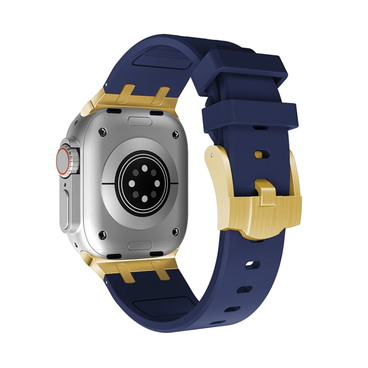 AP Silicone Watch Band For Apple Watch 7 45mm(Gold Blue) - Watch Bands by PMC TechLife | Online Shopping South Africa | PMC TechLife