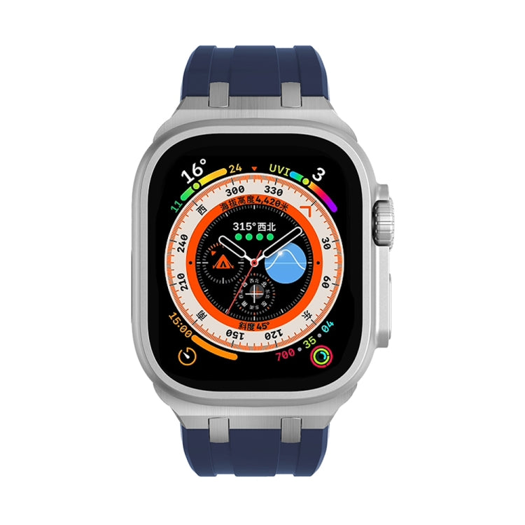 AP Silicone Watch Band For Apple Watch 7 45mm(Silver Blue) - Watch Bands by PMC TechLife | Online Shopping South Africa | PMC TechLife