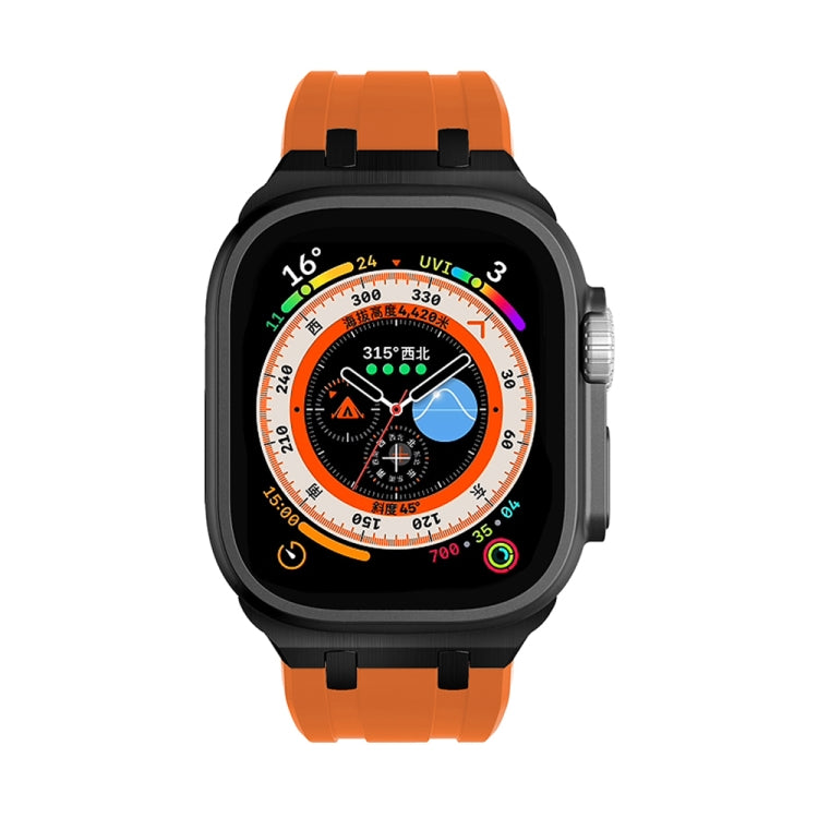 AP Silicone Watch Band For Apple Watch 7 45mm(Black Orange) - Watch Bands by PMC TechLife | Online Shopping South Africa | PMC TechLife
