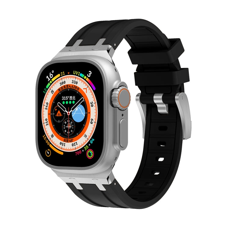 AP Silicone Watch Band For Apple Watch 6 44mm(Silver Black) - Watch Bands by PMC TechLife | Online Shopping South Africa | PMC TechLife