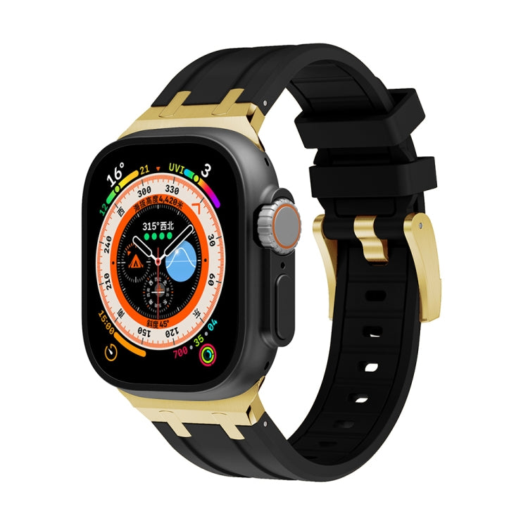 AP Silicone Watch Band For Apple Watch 3 42mm(Gold Black) - Watch Bands by PMC TechLife | Online Shopping South Africa | PMC TechLife