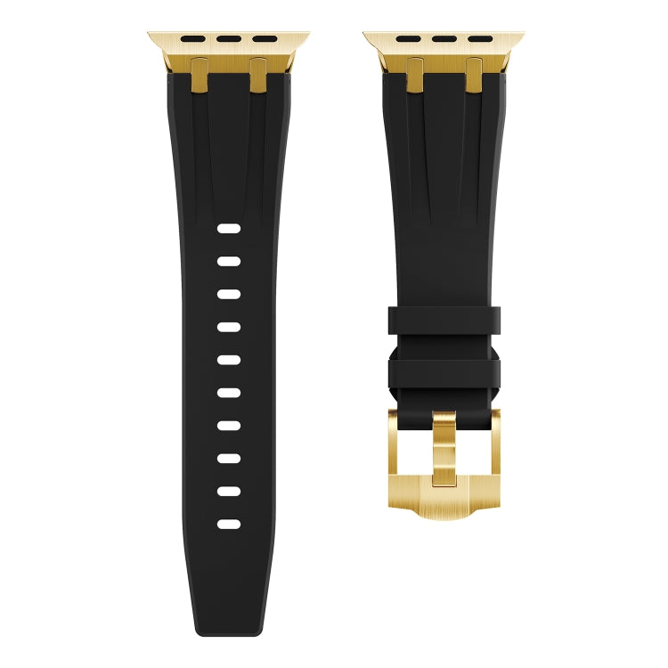 AP Silicone Watch Band For Apple Watch 3 42mm(Gold Black) - Watch Bands by PMC TechLife | Online Shopping South Africa | PMC TechLife
