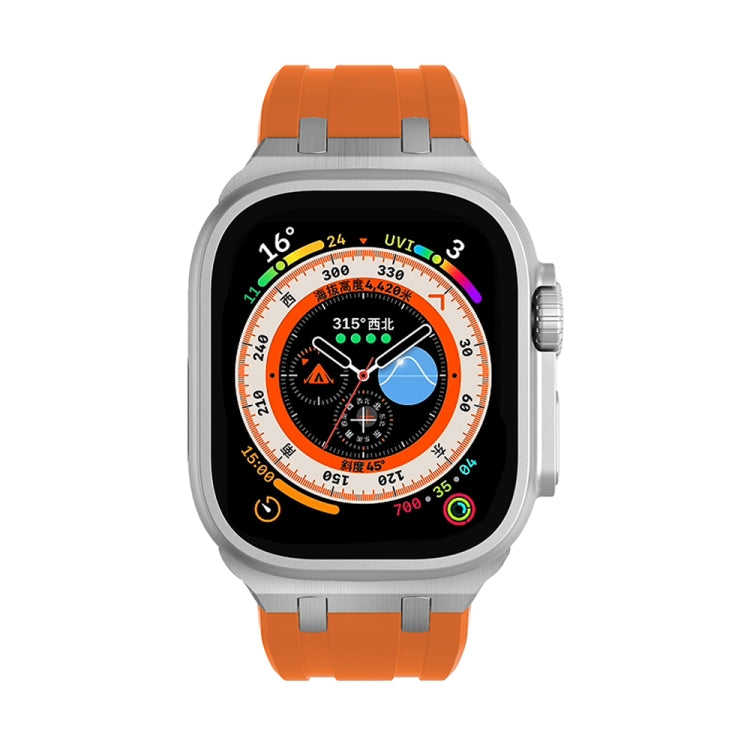 AP Silicone Watch Band For Apple Watch 3 42mm(Silver Orange) - Watch Bands by PMC TechLife | Online Shopping South Africa | PMC TechLife