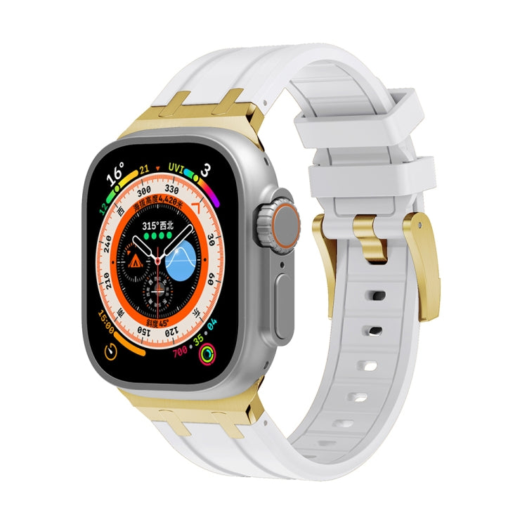 AP Silicone Watch Band For Apple Watch 2 38mm(Gold White) - Watch Bands by PMC TechLife | Online Shopping South Africa | PMC TechLife