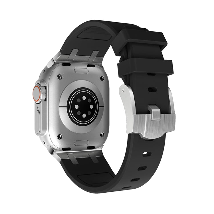 AP Silicone Watch Band For Apple Watch 38mm(Silver Black) - Watch Bands by PMC TechLife | Online Shopping South Africa | PMC TechLife