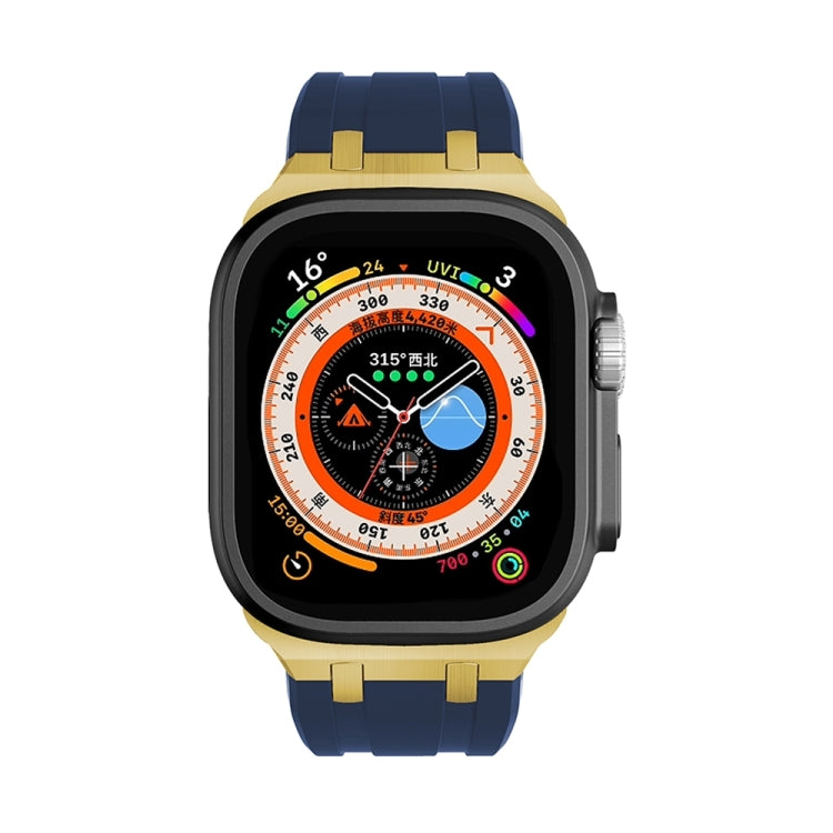 AP Silicone Watch Band For Apple Watch 9 45mm(Gold Blue) - Watch Bands by PMC TechLife | Online Shopping South Africa | PMC TechLife