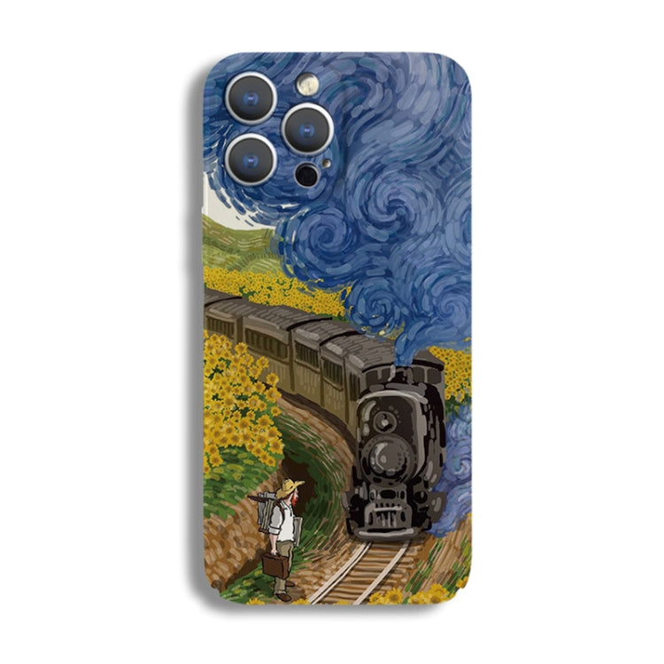 For iPhone 14 Precise Hole Oil Painting Pattern PC Phone Case(Train) - iPhone 14 Cases by PMC Jewellery | Online Shopping South Africa | PMC Jewellery