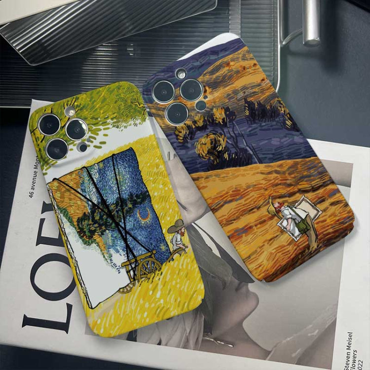 For iPhone 14 Plus Precise Hole Oil Painting Pattern PC Phone Case(Train) - iPhone 14 Plus Cases by PMC Jewellery | Online Shopping South Africa | PMC Jewellery