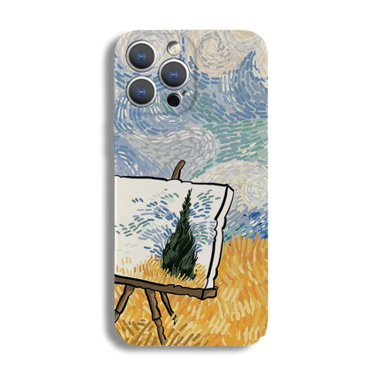 For iPhone 14 Pro Precise Hole Oil Painting Pattern PC Phone Case(Landscape Painting) - iPhone 14 Pro Cases by PMC Jewellery | Online Shopping South Africa | PMC Jewellery