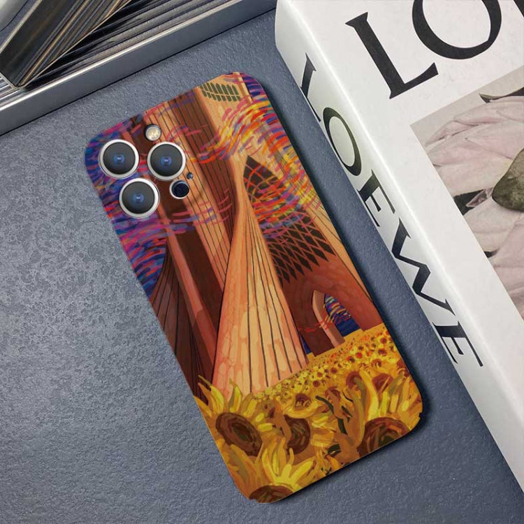 For iPhone 14 Pro Max Precise Hole Oil Painting Pattern PC Phone Case(Architectural Painting) - iPhone 14 Pro Max Cases by PMC Jewellery | Online Shopping South Africa | PMC Jewellery