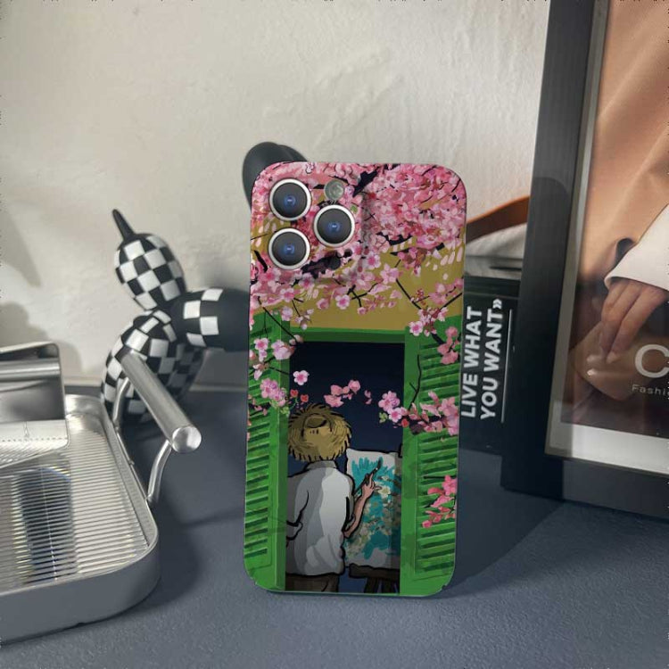 For iPhone 13 Pro Max Precise Hole Oil Painting Pattern PC Phone Case(Peach Blossom) - iPhone 13 Pro Max Cases by PMC TechLife | Online Shopping South Africa | PMC TechLife