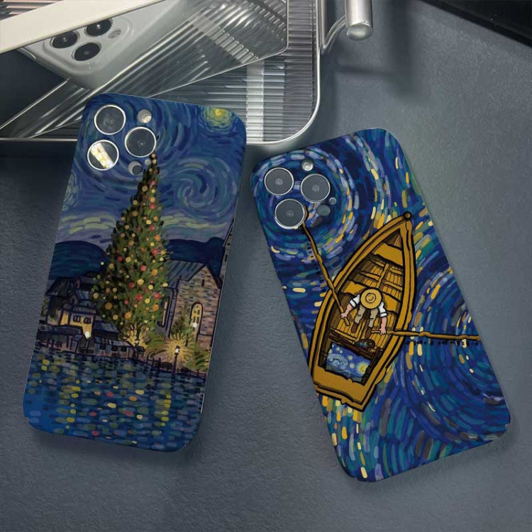 For iPhone 11 Pro Max Precise Hole Oil Painting Pattern PC Phone Case(Boating) - free shipping - PMC TechLife - Order now!