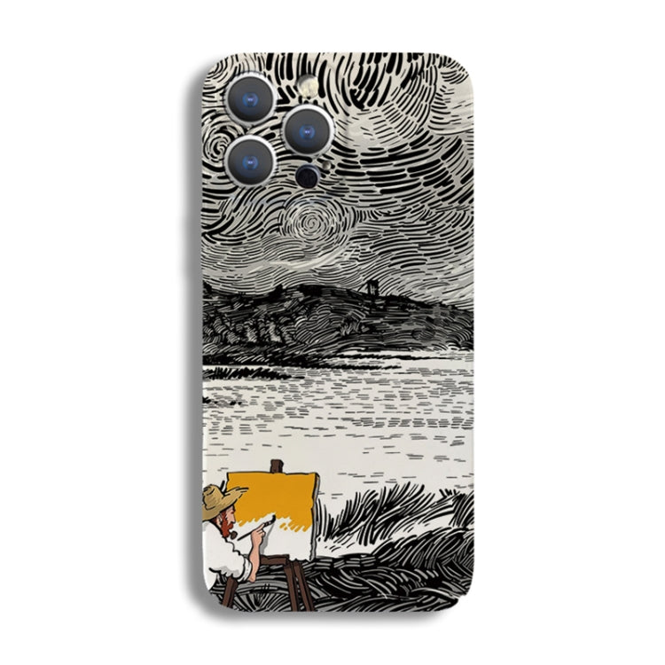 For iPhone XS Max Precise Hole Oil Painting Pattern PC Phone Case(Inkwash) - More iPhone Cases by PMC TechLife | Online Shopping South Africa | PMC TechLife