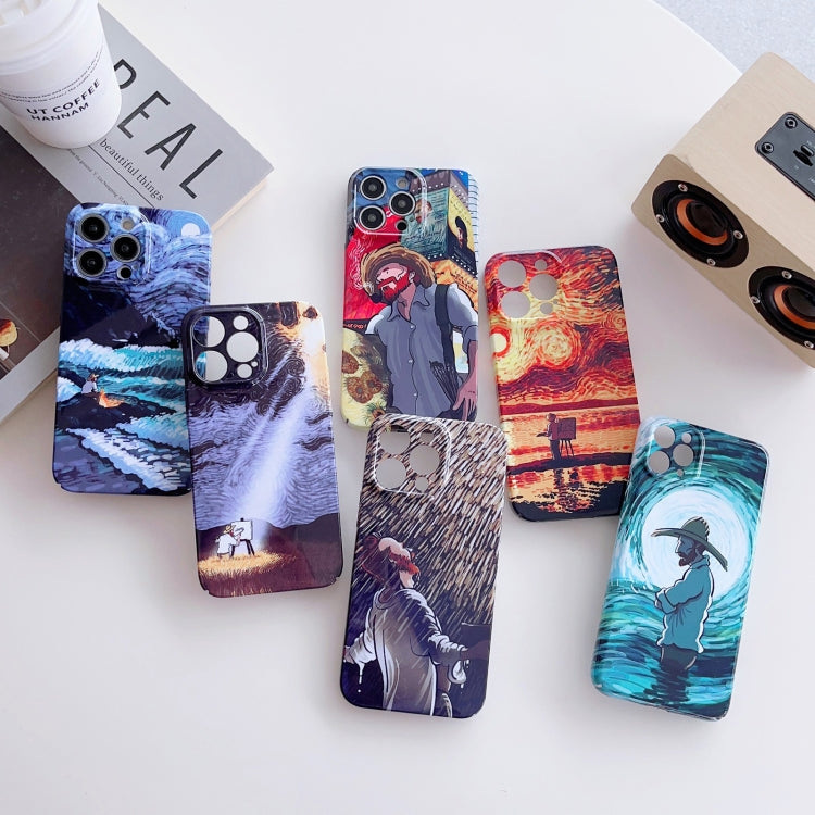 For iPhone 11 Pro Precise Hole Oil Painting Pattern PC Phone Case(Sunset) - iPhone 11 Pro Cases by PMC TechLife | Online Shopping South Africa | PMC TechLife