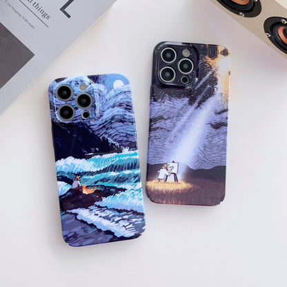 For iPhone 14 Plus Precise Hole Oil Painting Pattern PC Phone Case(Rain) - iPhone 14 Plus Cases by PMC Jewellery | Online Shopping South Africa | PMC Jewellery