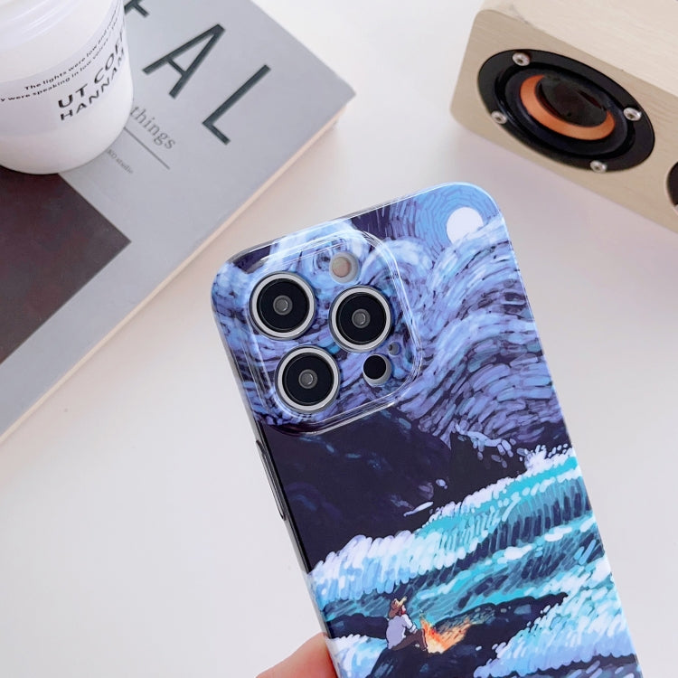 For iPhone 14 Plus Precise Hole Oil Painting Pattern PC Phone Case(Sea Wave) - iPhone 14 Plus Cases by PMC TechLife | Online Shopping South Africa | PMC TechLife