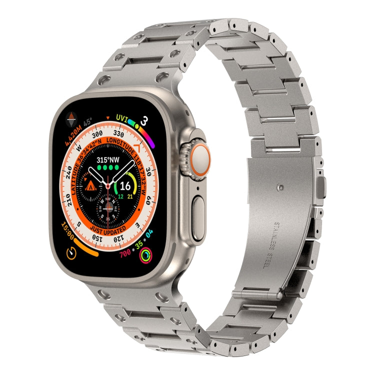 Double Rows Metal Watch Band For Apple Watch 7 45mm(Titanium) - Watch Bands by PMC TechLife | Online Shopping South Africa | PMC TechLife